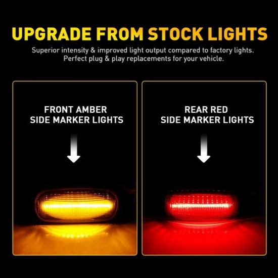 Smoked Lens Amber Red LED Side Marker Lamps For 03-09 Dodge Ram 2500 3500 HD EXV