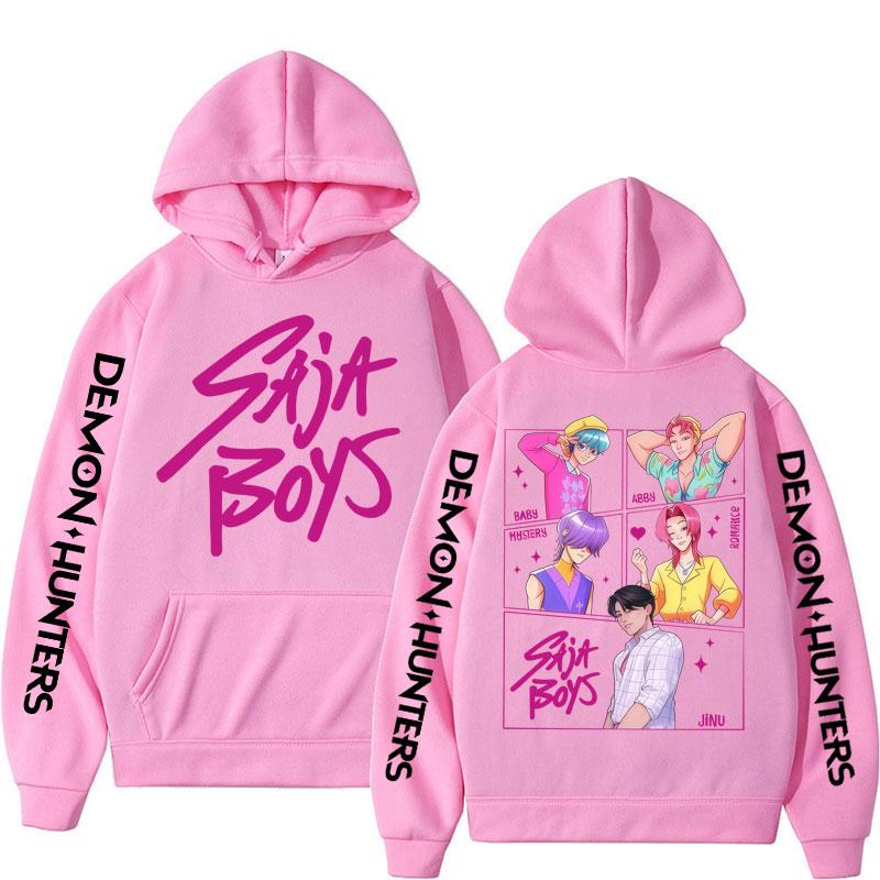 Anime KPop Demon Hunters Saja Boys Hoodies Men Women Trendy Harajuku Sweatshirt Long Sleeves Loose Fleece Casual Street Wear