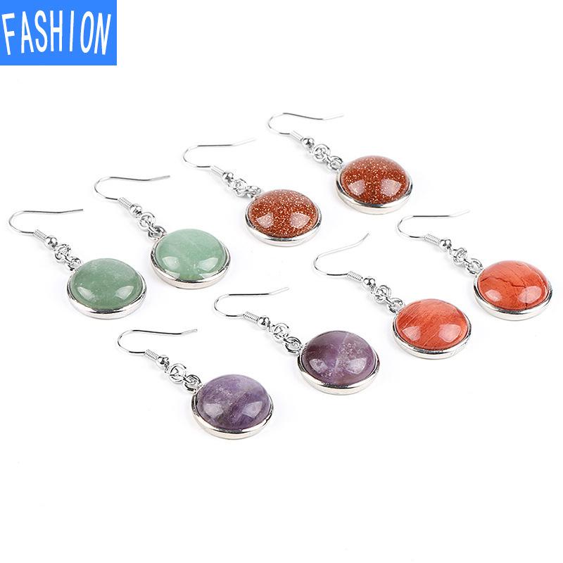 Простые стильные круглые серьги, модные серьги с натуральными кристаллами, женские серьги с рыболовным крючком