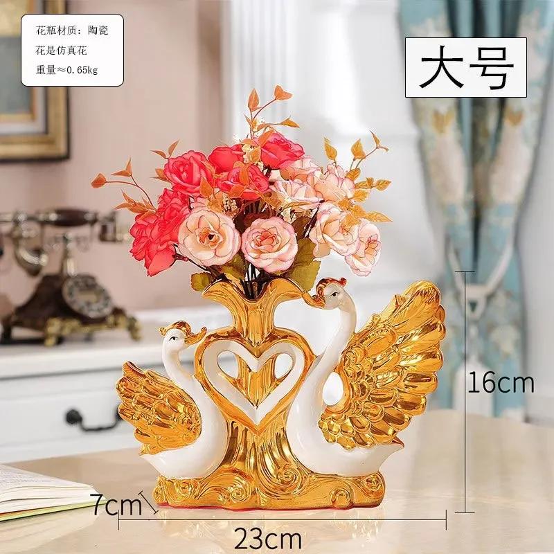 Европейский свадебный декор, ремесла, керамические изделия, креативное украшение комнаты, ручная работа, золотой лебедь, фарфоровые статуэтки, украшения