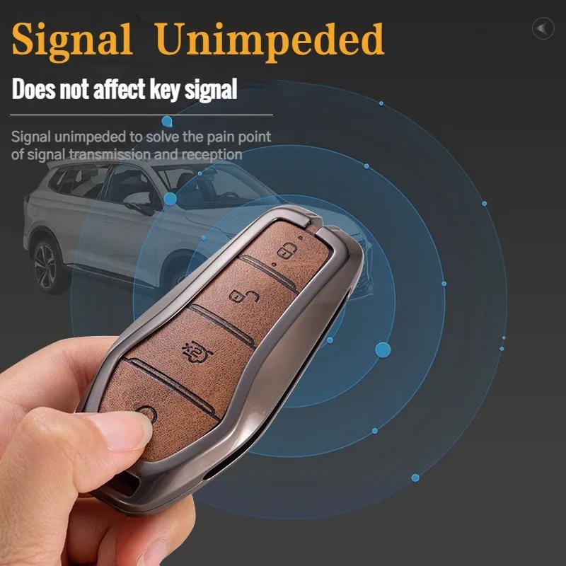 Чехол для ключа для BYD Song Plus Atto 3 Han EV Tang DM Qin Seal Dolphin Leather Metal Remote Fob Holder Keychain Car Accessories