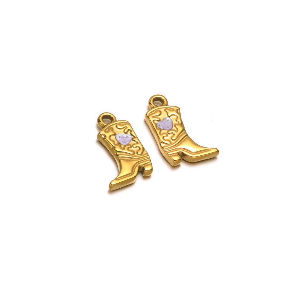 5pcs Stainless Steel Enamel Heart Star Martin Boot Shoes Charms for DIY Jewelry Necklace Bracelet Earring Making Accessories