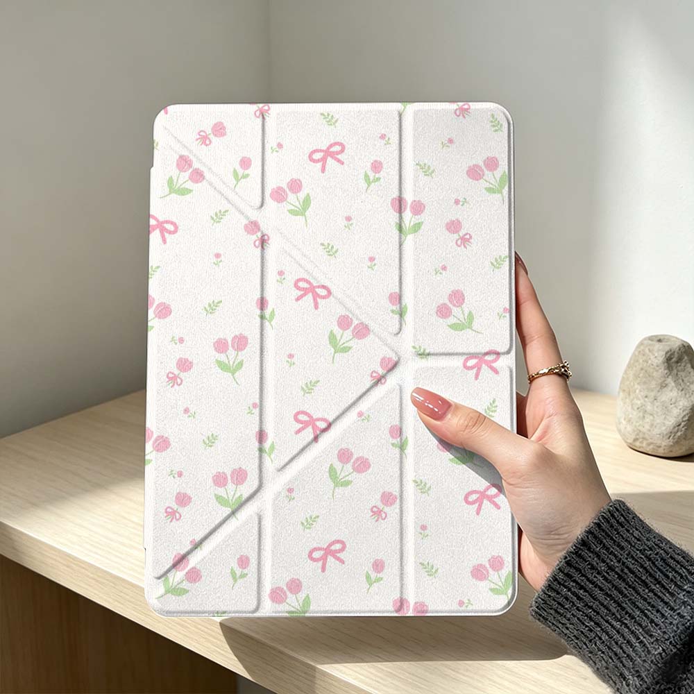 Розовый Цветочный Узор с Бантом Для Huawei MatePad Pro SE Air 12X Honor Pad 9 V9 GT X9a X9 Складной 3Y Чехол для Планшета Мягкий