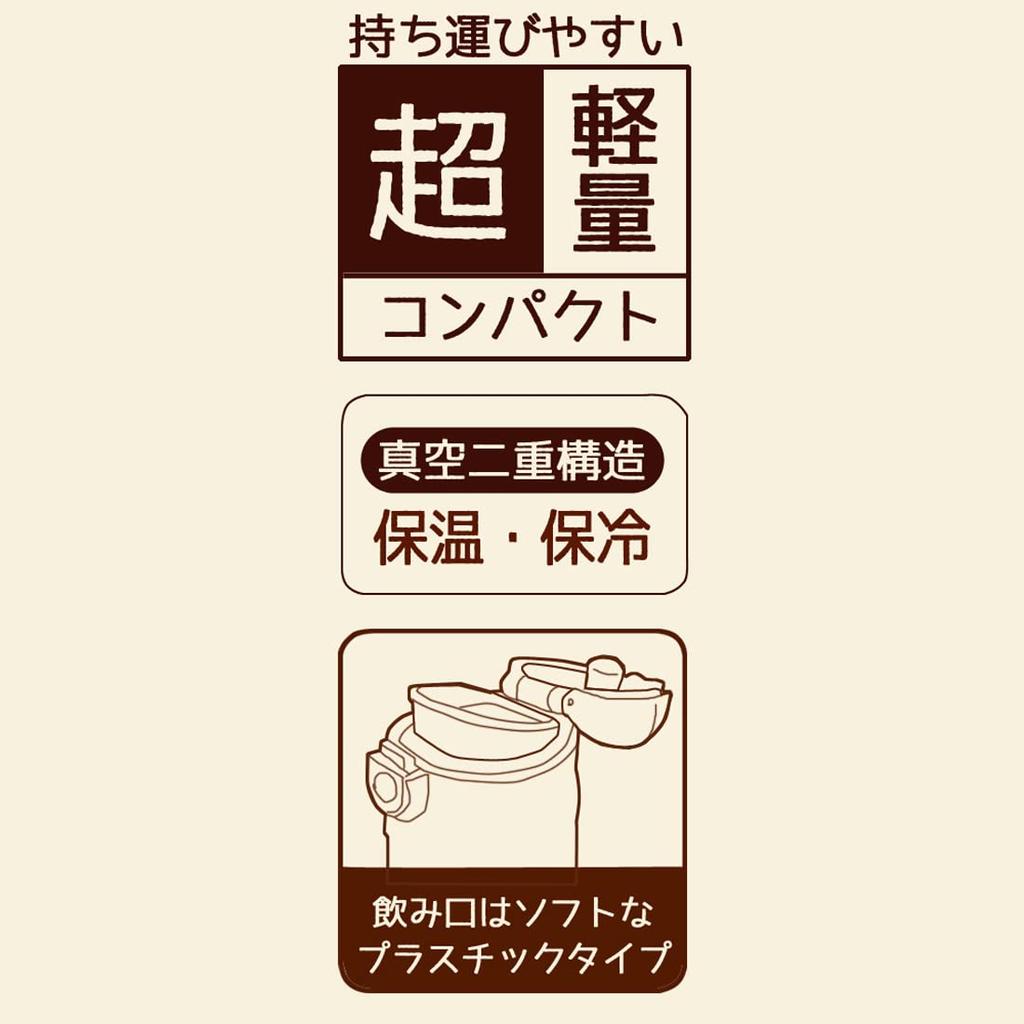 Бутылка-кружка Skater 360 мл, термоизолированная бутылка для воды из нержавеющей стали Sanrio Characters x Akiko Obuchi Sanrio SDPC4-A