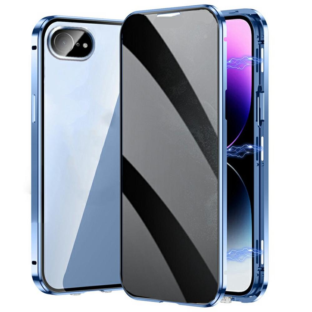 Для iPhone 16e Чехол Анти-шпион Двустороннее Закаленное Стекло+Магнитная Металлическая Рамка Чехол для Телефона