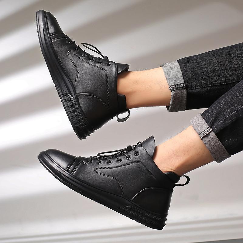 Новое поступление, мужские ботильоны, осенне-зимняя повседневная обувь с высоким верхом, натуральная кожа, мужские базовые ботинки, нескользящие, теплые, кроссовки для активного отдыха