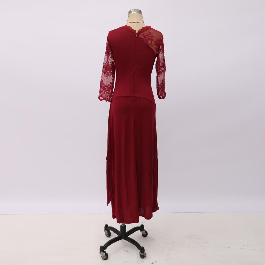 Женское длинное кружевное платье с круглым вырезом, свадебное платье