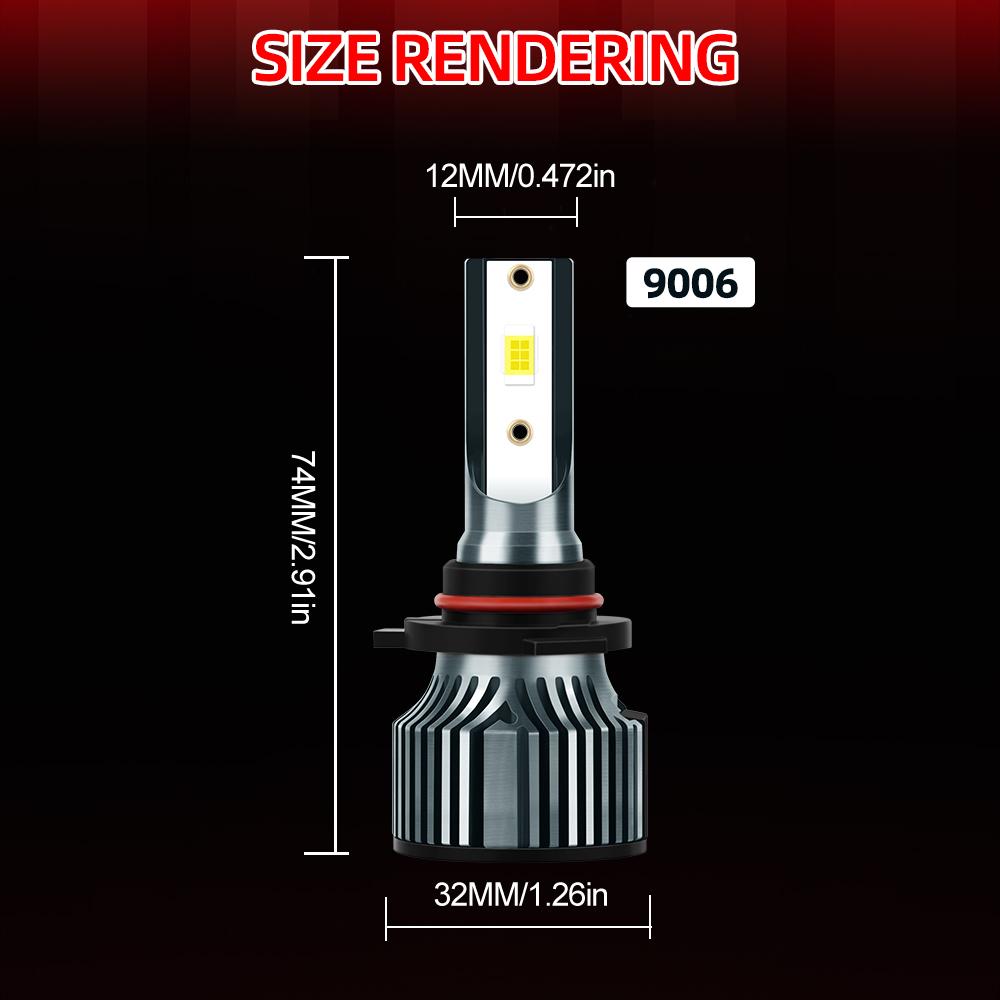 2pcs Upgrade LED HB4 9006 Car Headlights, 26000LM Ultra-white 6000K 600% High Brightness, 300M Exposure Distance, Long Lifespan