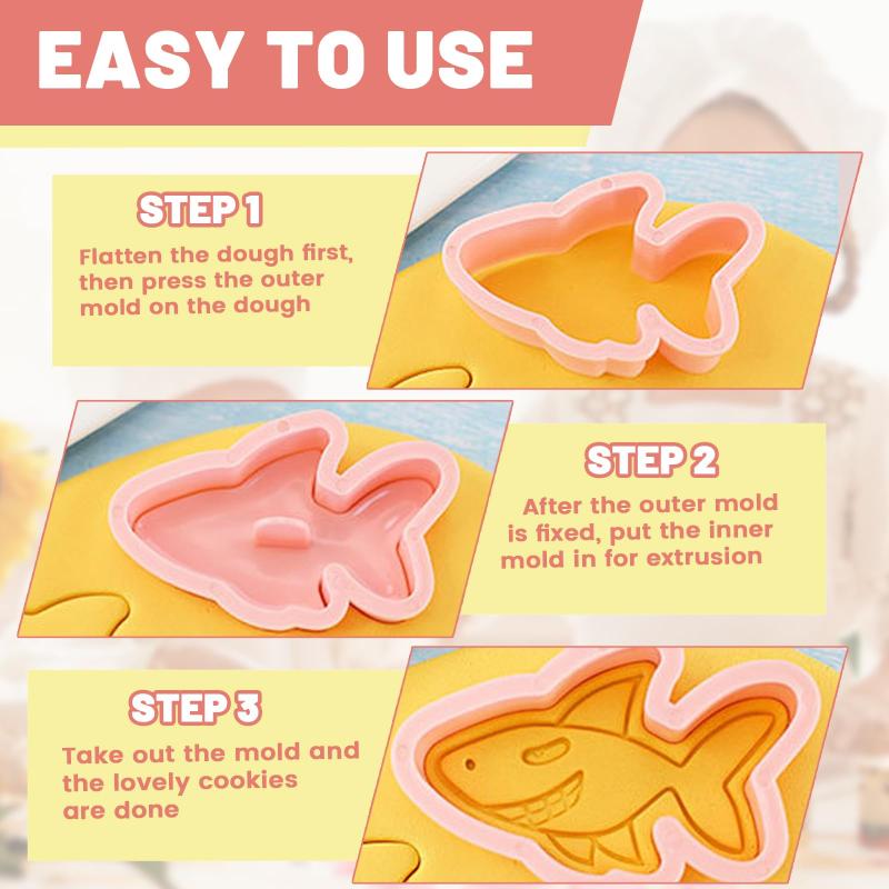 8 шт./комплект Формочки для печенья DIY Мультяшное печенье 3D-стереопресс для печенья Инструменты для выпечки Морские животные Рождественские узоры Форма