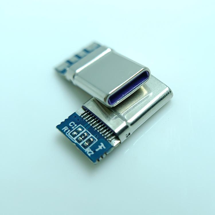 Разъем USB Type-C Male с гибким корпусом, двойной резистор 56K, фиолетовый клей для быстрой зарядки Huawei Honor MAX66.