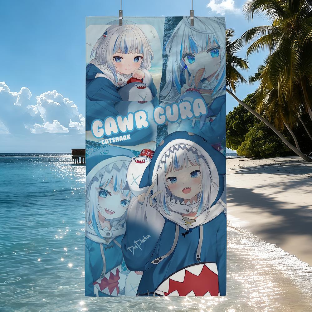 VTuber Gawr Gura Towel For Swim Yoga Gym Quick Drying Soft and skin-friendly Beach Towels All-Season