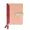 Notebook Cover A6 Size with Genuine Bicolor Peach Pink X (Seal Al) Belt, Leather, (no Name, 13. Red)