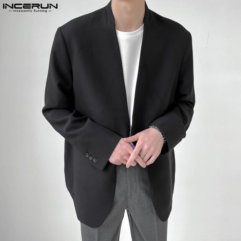 INCERUN Мужская однотонная легкая куртка на одной пуговице, повседневный офисный костюм, пиджак
