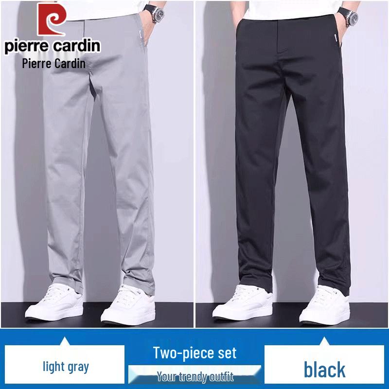 Pierre Cardin Мужские свободные прямые повседневные брюки из ледяного шелка