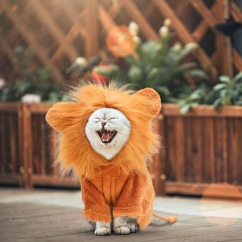Benepaw Cozy Lion Dog Hoodie Cosplay Dress Up Pet Clothes Winter Cute Cat Puppy Costume For Halloween Party French Bulldog