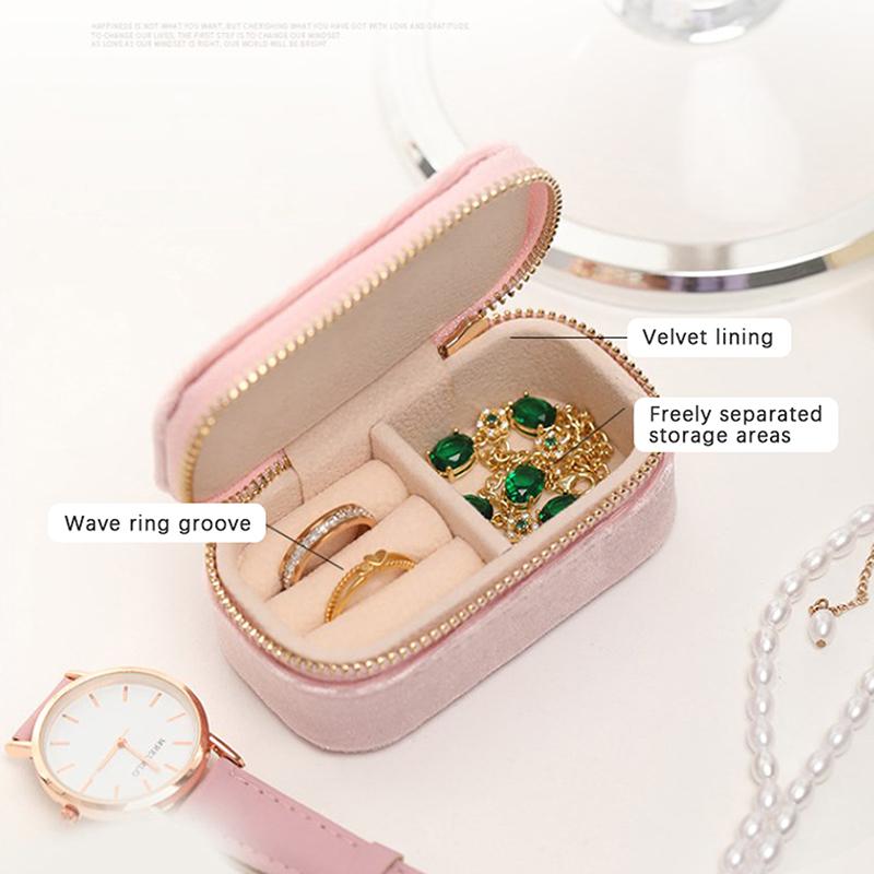 Мини-бархатная коробка для колец, чехол для хранения ювелирных изделий, однослойный органайзер для сережек и ожерелья, сумка на молнии ярких цветов, портативная дорожная сумка
