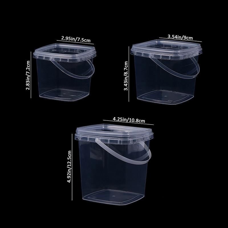 1 шт. 280 мл/500 мл/1 л пустое пластиковое ведро с крышкой герметичные полипропиленовые банки прозрачный контейнер для хранения сыпучих продуктов питания ведра для напитков