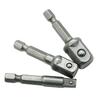 3Pcs/Set 1/4" 3/8" 1/2" Hex Shank Impact Drill Socket Adapter  Electric Tool Accessory