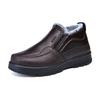 Mens Winter Waterproof PU Snow Boots With Faux Fur Lining Slip-On Warm Low-Cut