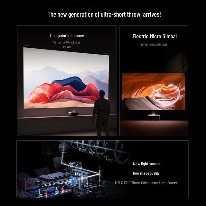 JMGO O2 Ultra 4K Ultra-Short Throw Tri-Color Laser Projector (CN version)