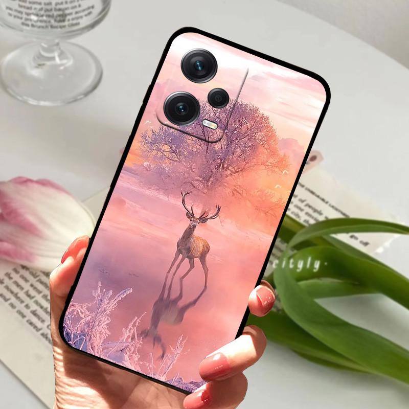 For Redmi Note 12 Pro 5G Case Note12 Covers TPU Black Silicone Animals Cover for Xiaomi Redmi Note 12 Pro+ 5G Plus Fundas Soft