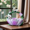 Фигурка кролика, корзина, смоляная скульптура, конфетница, фигурки кроликов для домашнего декора