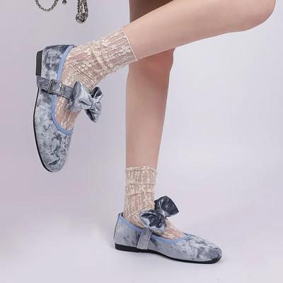 Мода 2025 Новые женские балетки Мэри Джейн для улицы с ремешком на пряжке-бантике, мягкой подошвой, на каждый день, больших размеров, ежедневные, универсальные, удобные туфли