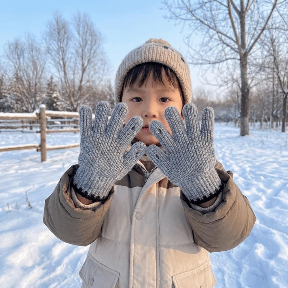 Solid Color Winter Knitted Mittens Crochet Children Mittens Fashion Kids Knitted Gloves Winter