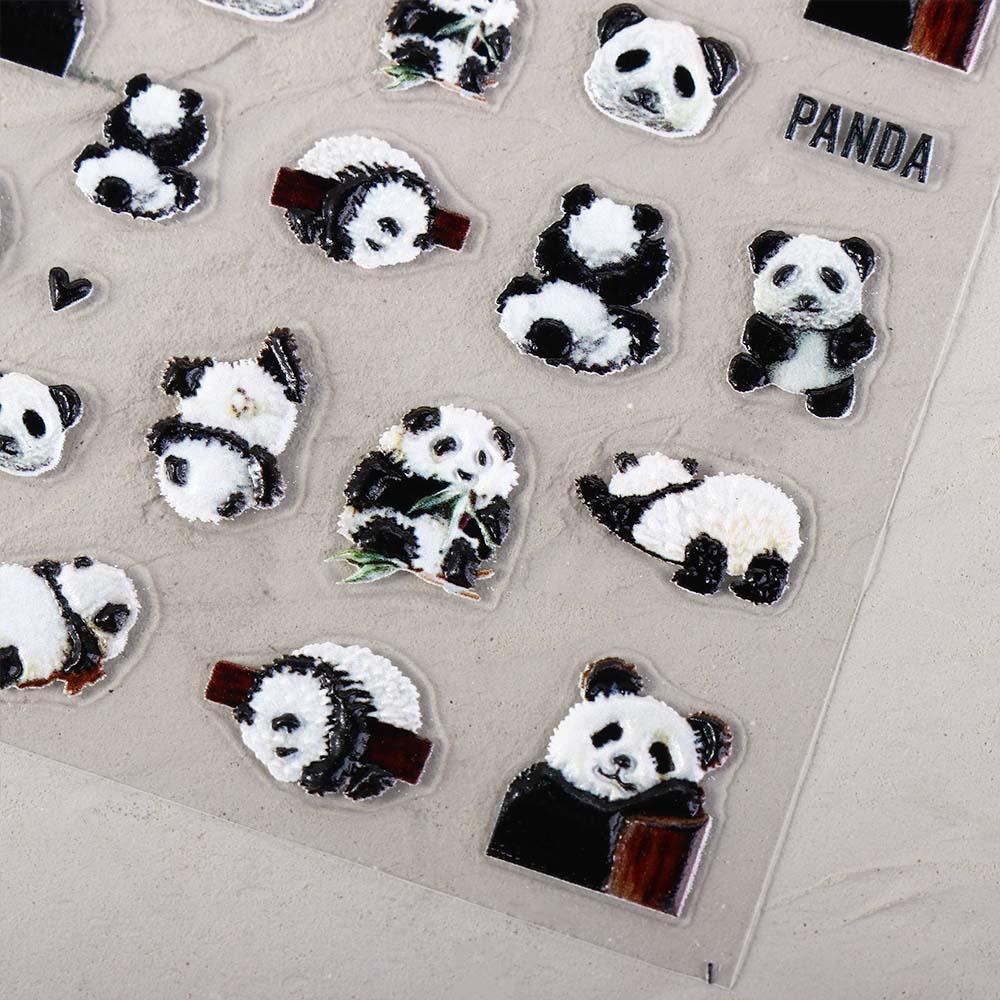 Наклейки для ногтей с пандой, мультяшные аксессуары для ногтей, рельефные наклейки для ногтей, подарок