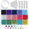 7000Pcs/15 Color Bracelet Glass Beads Small Craft Beads Kit Loose Spacer Bead for Jewelry Making with Storage Boxes
