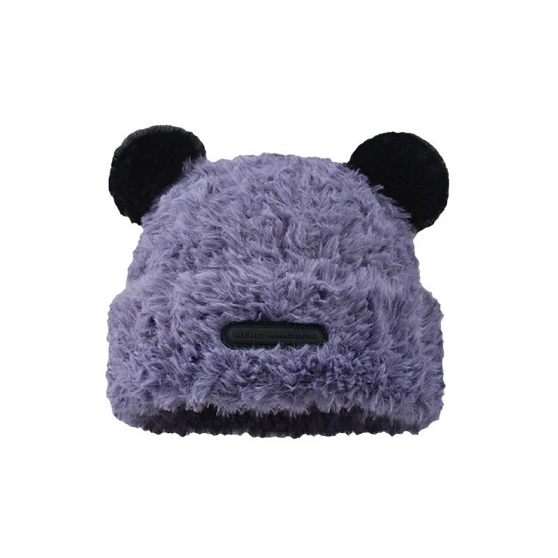 Плюшевая вязаная шапка Осень и Зима Теплая шапка с защитой ушей Большой обхват головы Шапка-пуловер Универсальная шерстяная шапка для защиты от холода