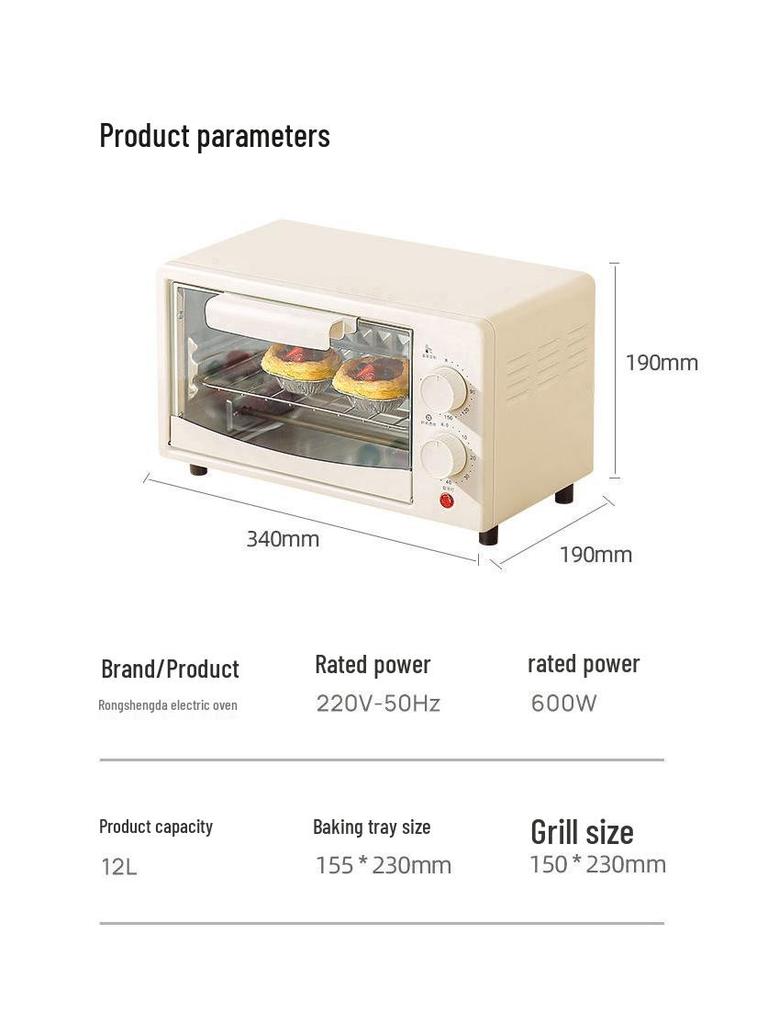 12L Multifunctional Mini Electric Baking Oven for Home Use