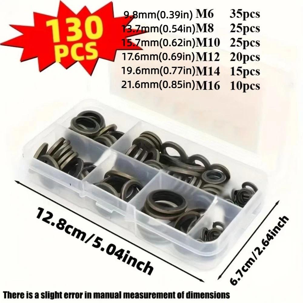130Pcs Oil Resistant Car Oil Pan Drain Gasket Kit Automotive Repair