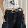 Винтажный женский ремень с заклепками Y2k Платье Джинсовый ремень Ретро Кожаный пояс на талию Женский