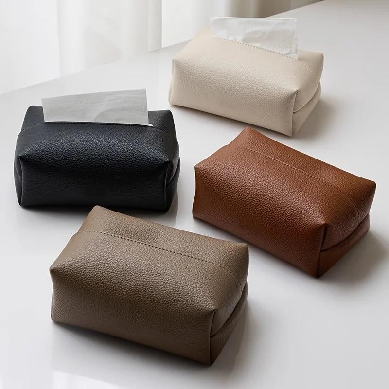 Artificial Leather Tissue Box - Modern Square Design, Perfect for Bathrooms, Durable Artificial Leather Box, Bathroom Decoration