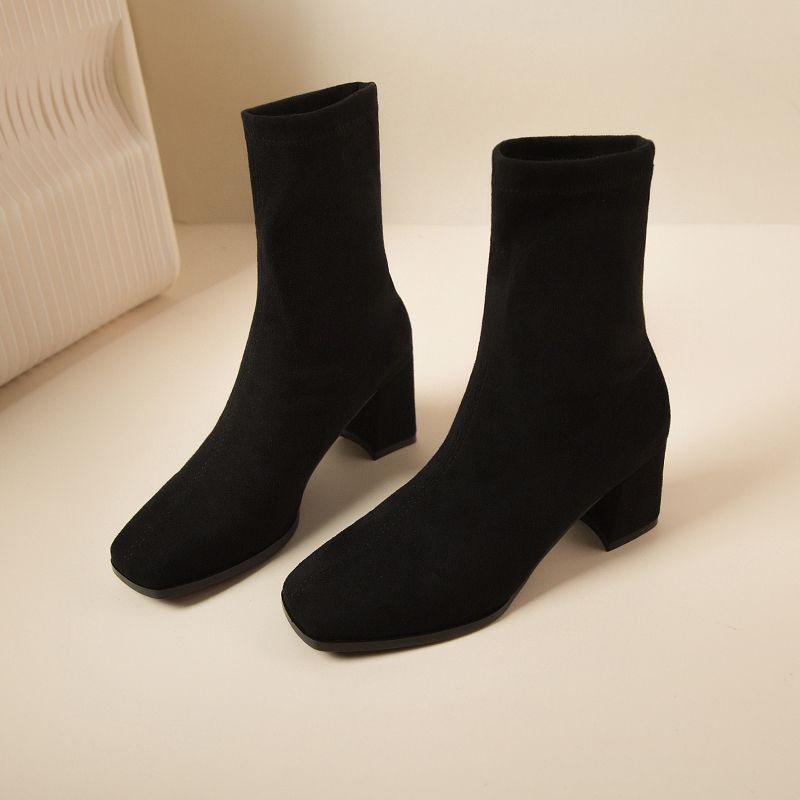 Footwear Elegant Heeled Ladies Boots Half High Shoes For Women Heels Mid Calf White Sale Stylish Offer Gothic New In On Pu