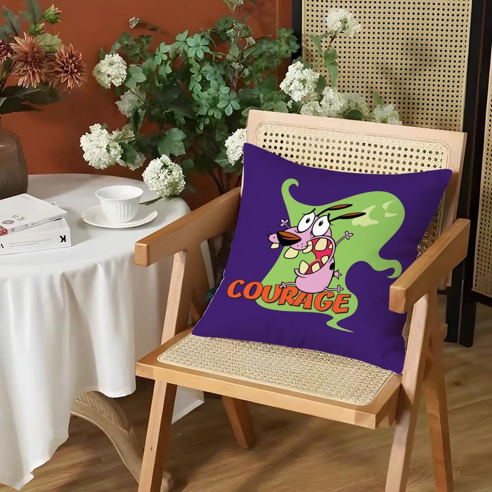 CCourage CCowardly Dog Cushion Cover Silky Short Plush Invisible Zipper Dustproof Sofa Pillow Case for Home Decor