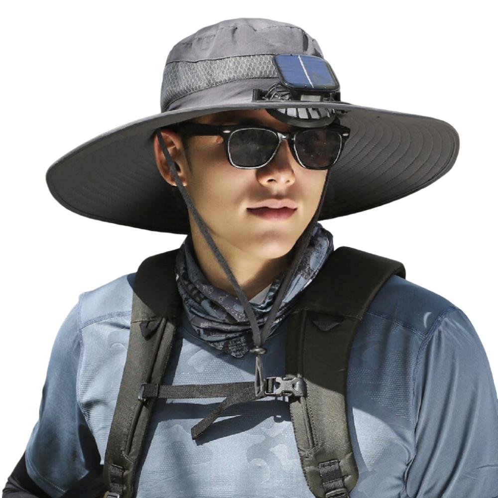 Breathable Solar Fan Hat UV Protection Fishing Bucket Hat Sun Hat with Fan  Hot Weather