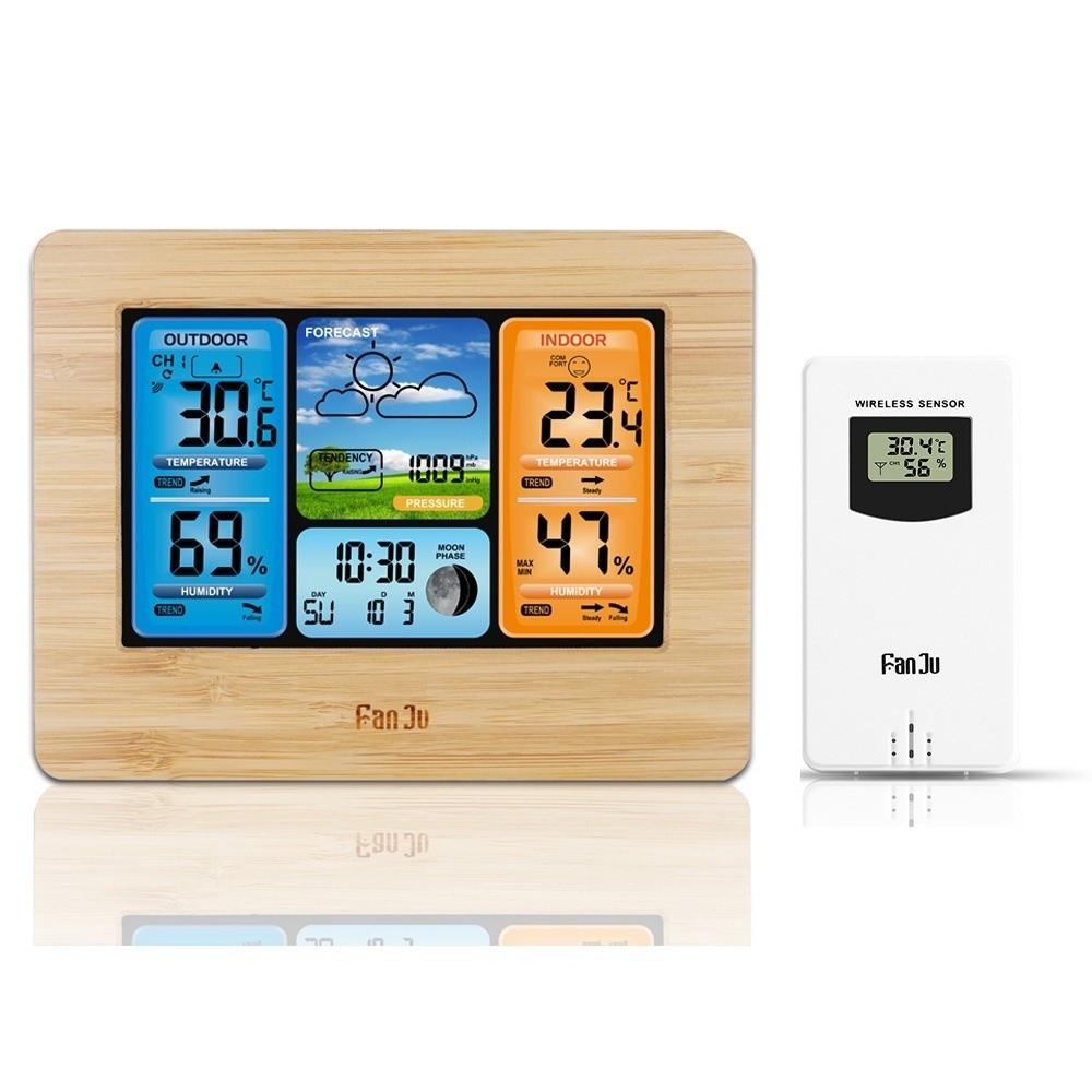 Wireless RF Transmission Weather Station Clock Color Display Weather Forecast Clock  Home Office