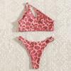 Сексуальные бикини, комплект микро бикини, леопардовый купальник с пуш-ап, женский купальник, купальный костюм, бикини на одно плечо
