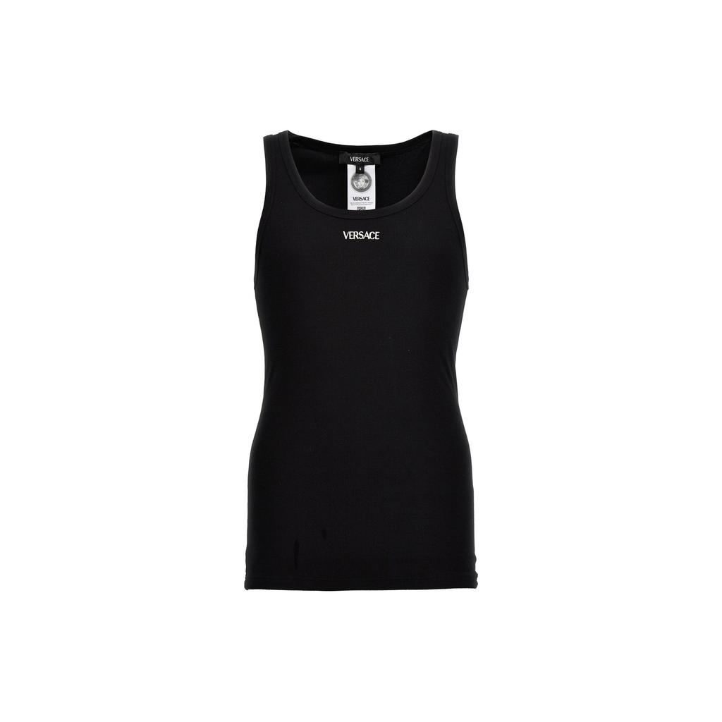 VERSACE Logo Embroidered Sleeveless Ribbed Tank Top 1013125-1A09410-1B000