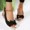 Fashion Fashion Women's Shoes Women Bow Knot Thick Bottom Sandals Back Strap Wedge Open Toe Sandal Female New Office Anti-Slip Sandalias