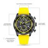 Fashion Watches for Men Military Sport Chronograph Quartz Wristwatch with Yellow Silicone Strap Luminous Hands Date Analog Watch