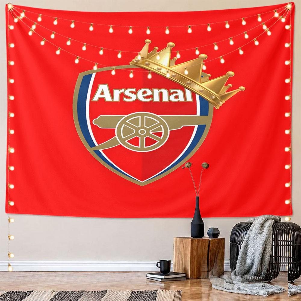 Arsenal Logo with Crown Design Pattern Wall Hanging Tapestry Decorative Tapestry Home Decor for Bedroom and Living Room