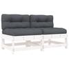 2 Piece White Pine Solid Wood Middle Sofas with Cushions