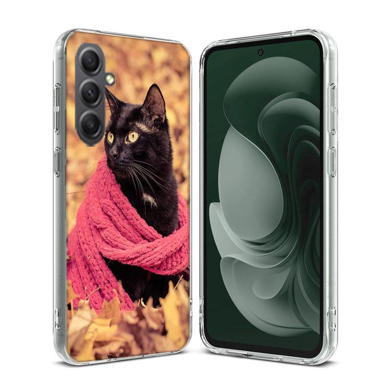 Autumn Maple Leaf Black Cat Phone Case for Samsung A16 A26 A36 A56 A17 A37 A57 A07 A06 A02S A03 A04S A05S Galaxy Note 20 10 A50S