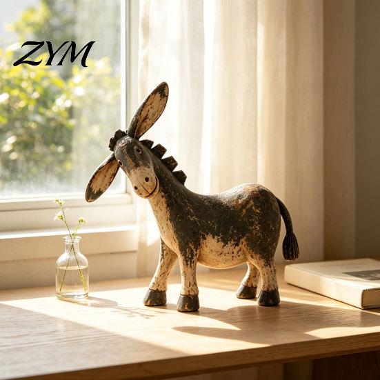 Playful Tilted Head Figurine Rustic Donkey Figurine, Vintage Farm Style Animal Statue, Whimsical Nostalgic Country Home Accessories Ornament