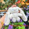 Rabbit Fluffy Plush Pendant Keychain With Flower Design For Accessories Backpack