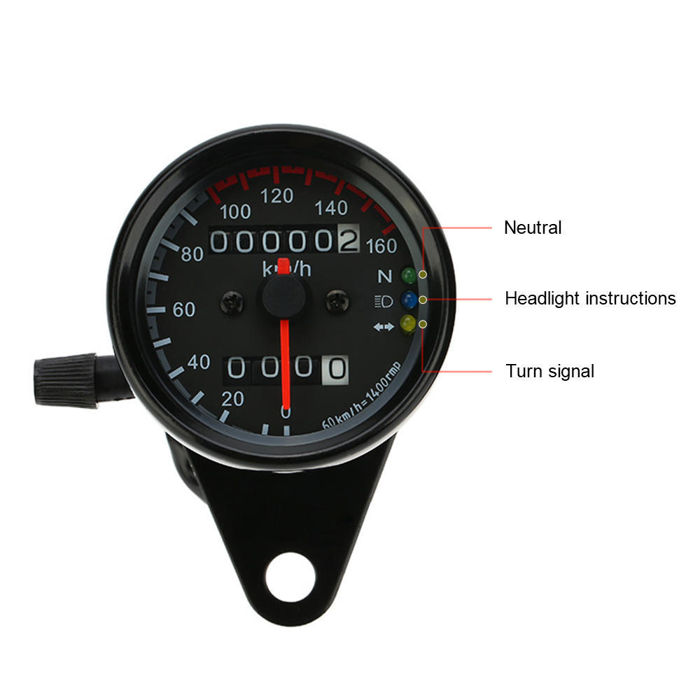 12V Motorcycle 13000 RPM Tachometer Km/h Speedometer Dual Odometer Gauge with LED Backlight Signal Lights