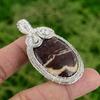 Daughters Day Deal Coconut Jasper Stone Wire Wrapping Pendant Jewelry 925 Silver